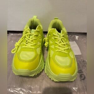 RUNNING Women's Neon Green Chunky wedge  fashion Sneakers Size 6.5 shown as 38